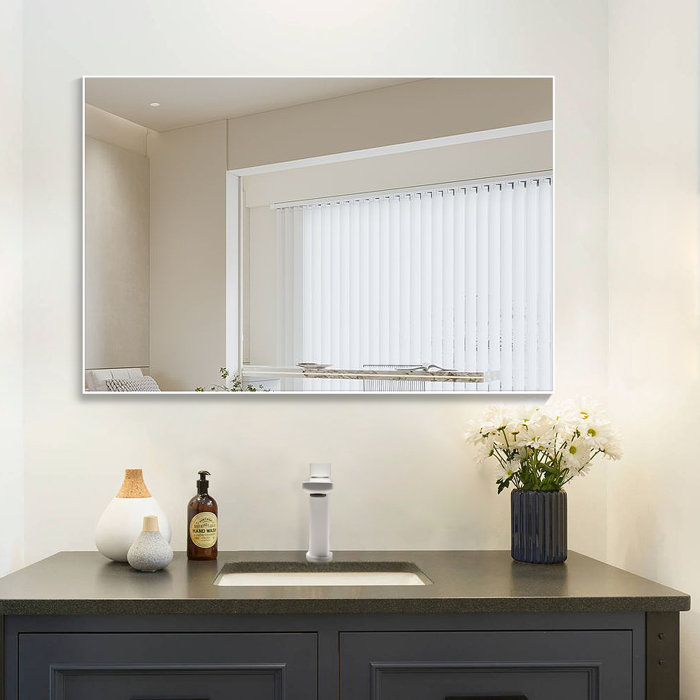 Everly Quinn Lucson Metal Framed Wall Mounted Bathroom / Vanity Mirror ...